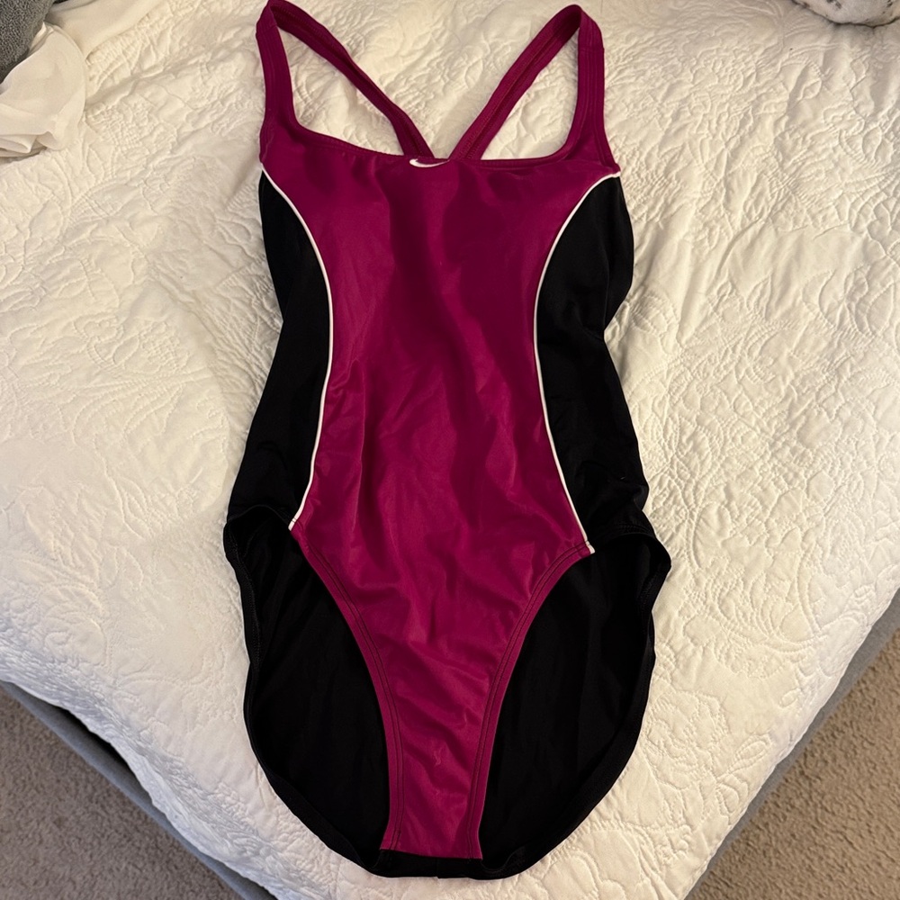 NIKE Magenta and Black Swimsuit